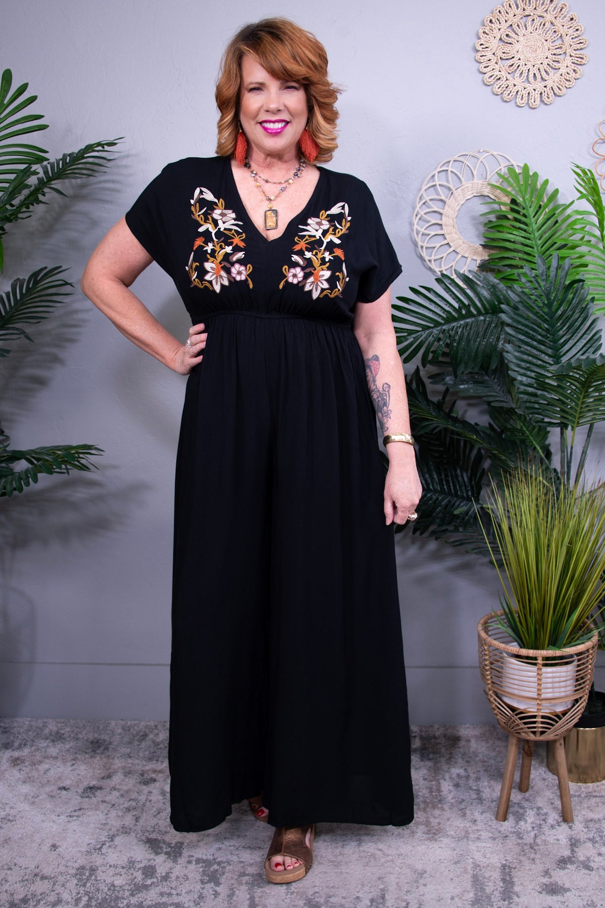 Vacay All Day Embroidered Ruched Jumpsuit