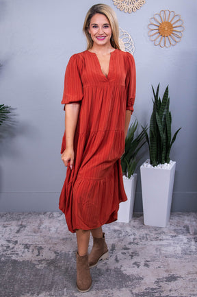 Feels Like Love Brick V Neck Maxi Dress - D5531BR