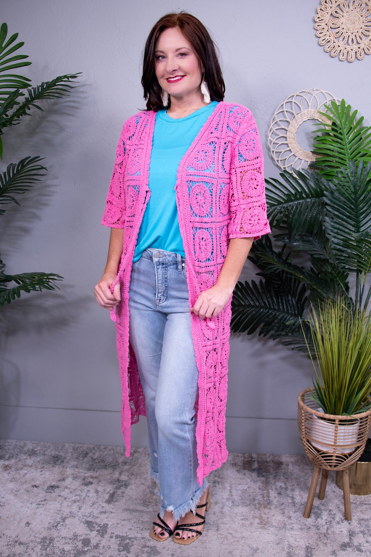 Pink It Up Crochet Cardigan