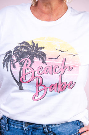 Beach Babe White Graphic Tee - A3350WH