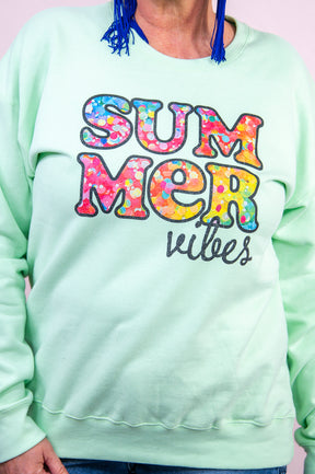 Summer Vibes Neo Mint Graphic Sweatshirt - A3351NMT