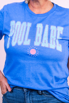 Pool Babe Heather Columbia Blue Graphic Tee - A3357HCB