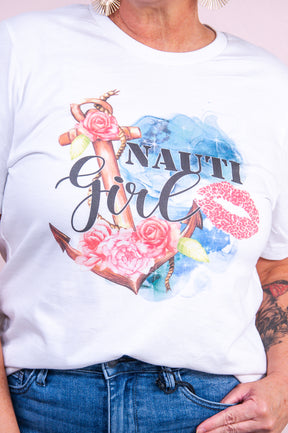 Nauti Girl White Graphic Tee - A3356WH