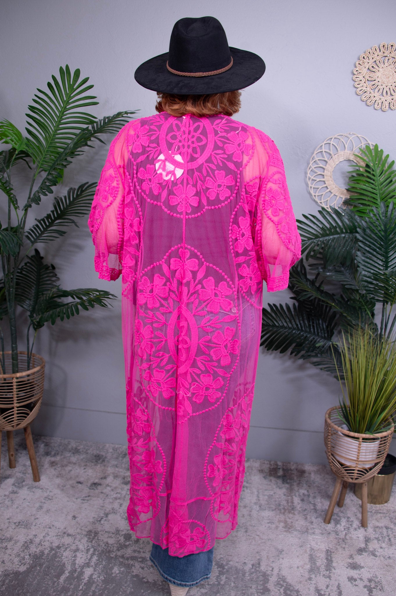 All Things Pink Floral Lace Kimono