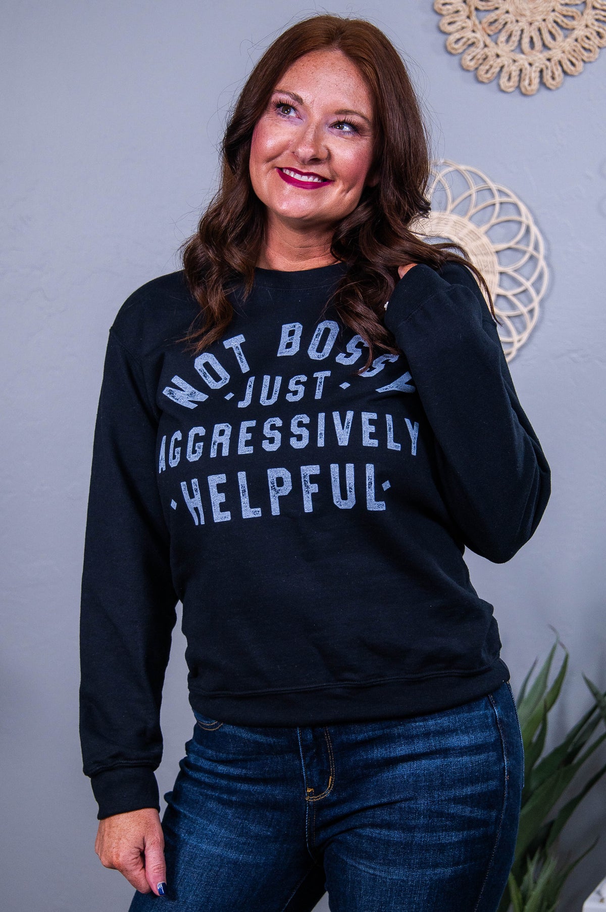 Just Aggressively Helpful Black Graphic Sweatshirt - A3604BK