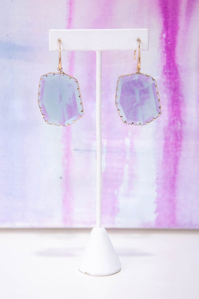 Gray/Gold Glass Crystal Drop Earrings - EAR4398GR