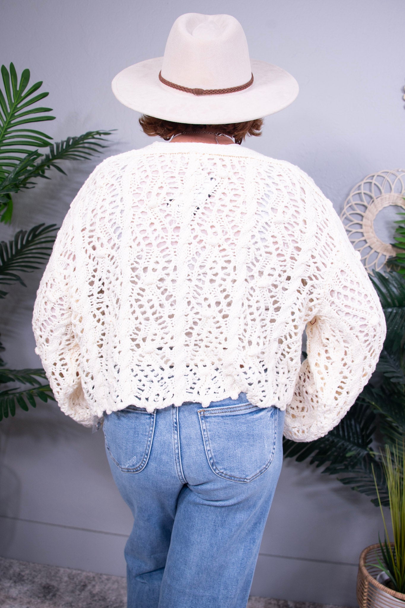 Cover Girl Glow Ivory Cable-Knit Cardigan