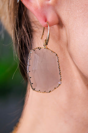 Gray/Gold Glass Crystal Drop Earrings - EAR4398GR