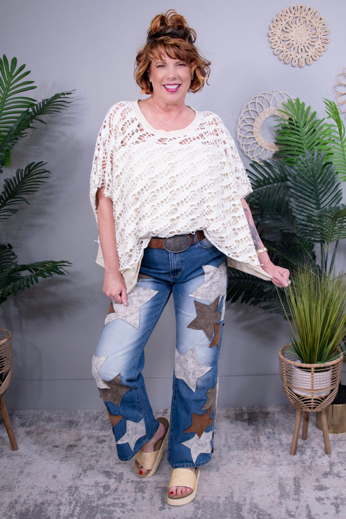 Wish You Well Cream Distressed Top - T10976CR