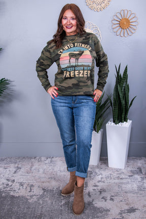 I'm Into Fitness Forest Camouflage Graphic Sweatshirt - A3629FCA