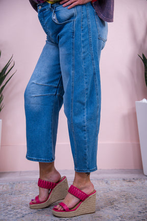 Chantal Medium Denim Barrel Jeans - K1153MDN