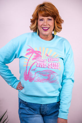 Here Comes The Sun Purist Blue Graphic Sweatshirt - A3364PBL