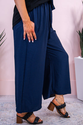 Summers In Italy Navy Solid Front Tie Palazzo Pants - PNT1633NV