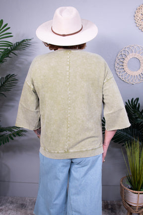 Tugging At My Heartstrings Olive Top - T11029OL