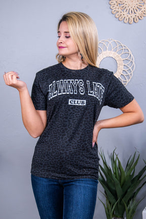 Always Late Club Black Graphic Tee - A3647BLE