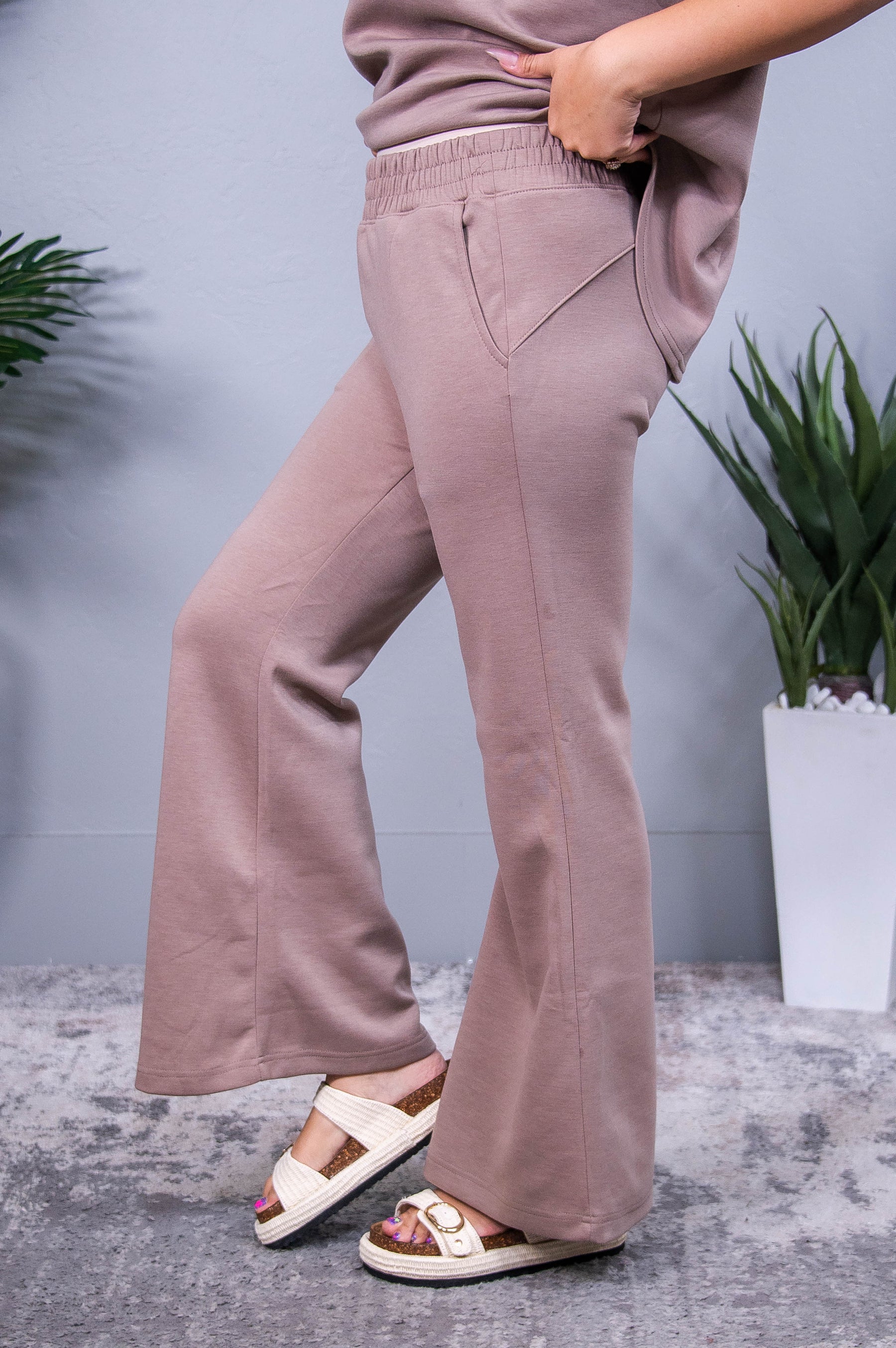 Travel Collection Paris Light Mocha Solid Pants - PNT1728LMO