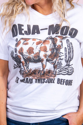 Deja Moo White Graphic Tee - A3377WH