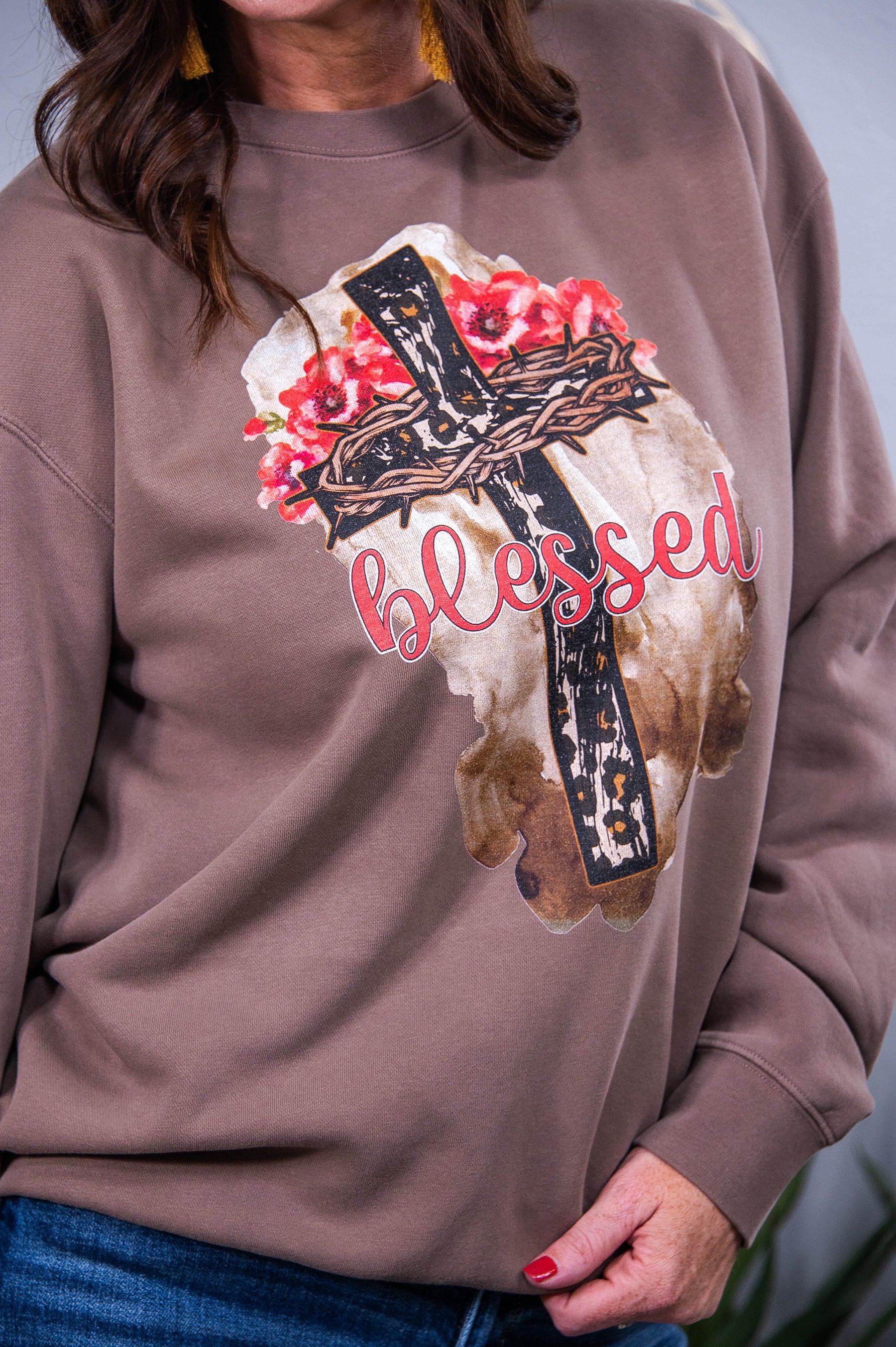 Blessed Pigment Clay Graphic Sweatshirt - A3662PCY