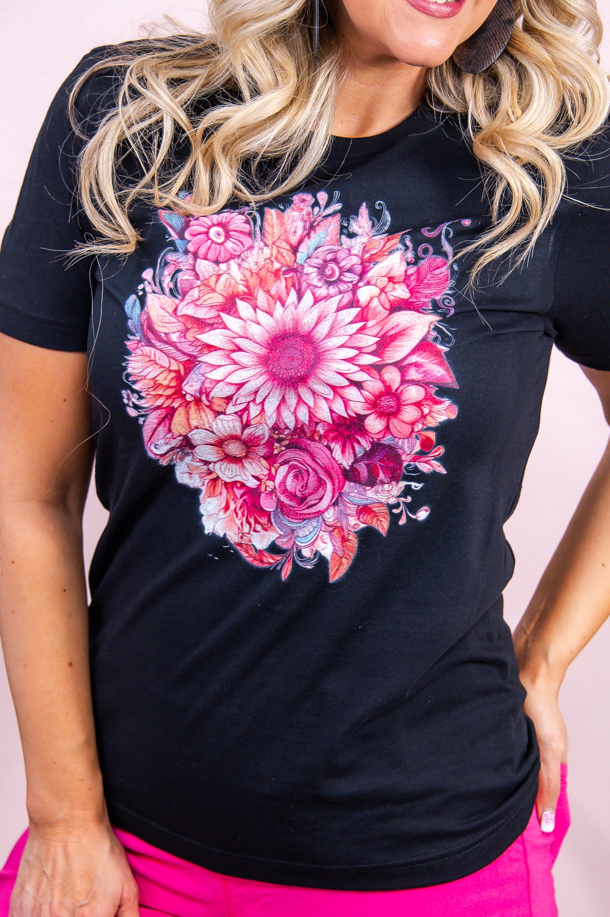 Spread Kindness Like Wildflowers Black Graphic Tee - A3180BK