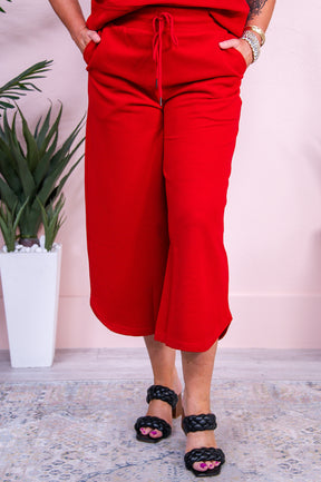 Downtown Casual Red Solid Pants - PNT1638RD