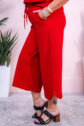 Downtown Casual Red Solid Pants - PNT1638RD