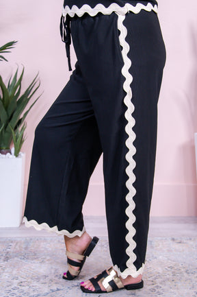 Uptown Meetup Black/Cream Pants - PNT1637BK