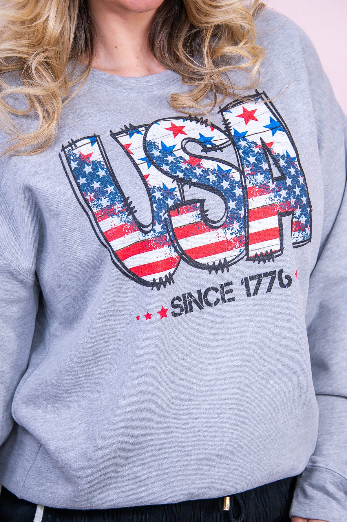 USA Since 1776 Sport Gray Graphic Sweatshirt - A3389SGR