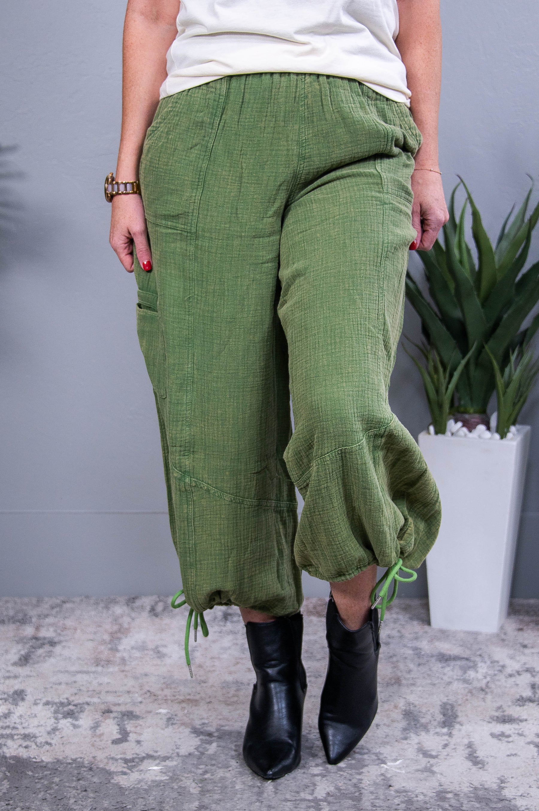 I'm Making My Own Way Light Olive Solid Pants - PNT1733LOL