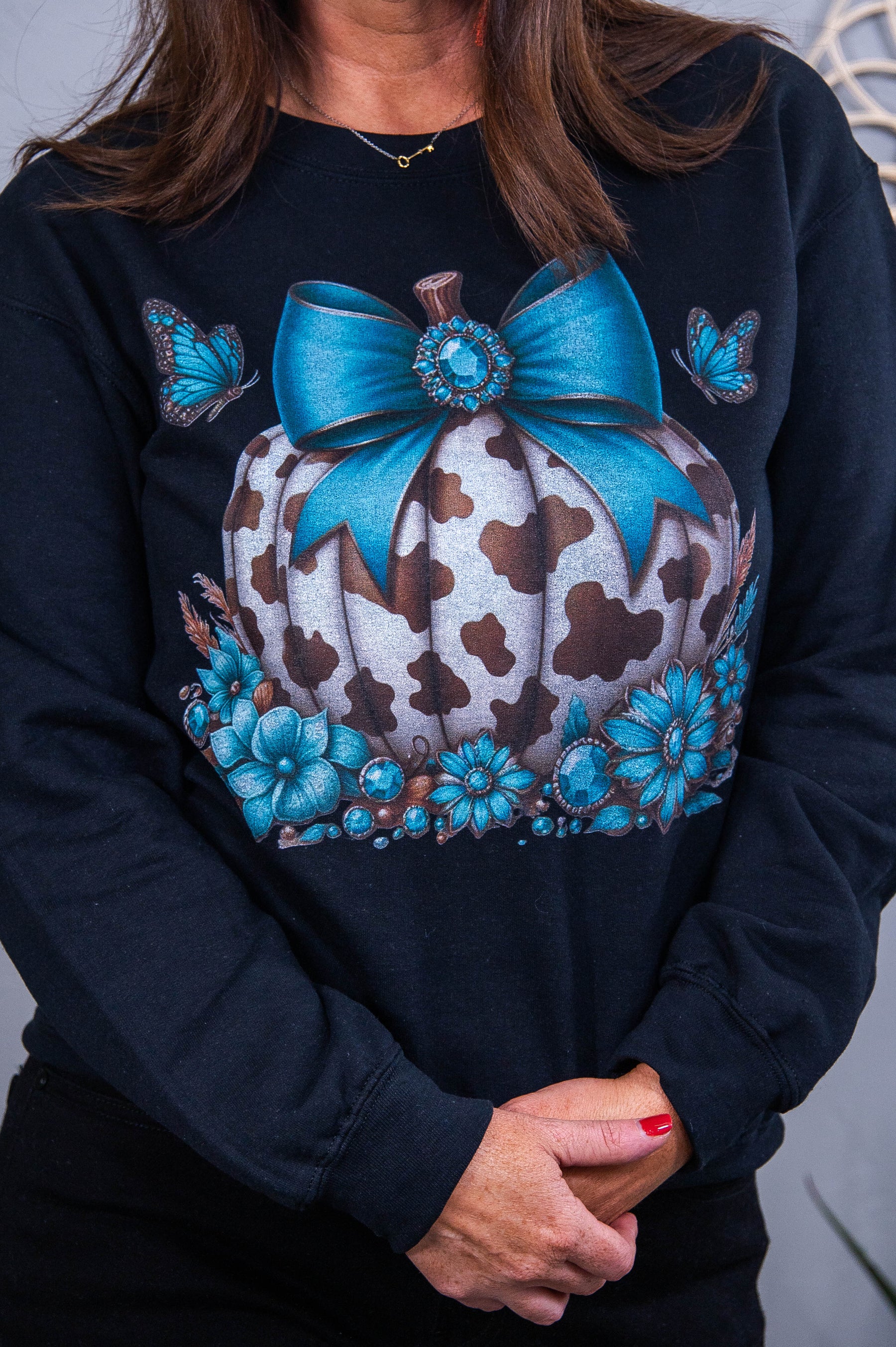 Cutest In The Patch  Black Pumpkin/Printed Graphic Sweatshirt - A3668BK