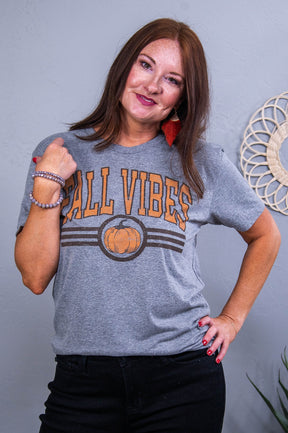 Fall Vibes Premium Heather Gray Graphic Tee - A3673PHG