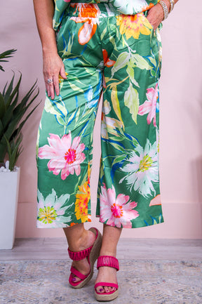 Growing Stronger Sage/Multi Color Floral Pants - PNT1643SG