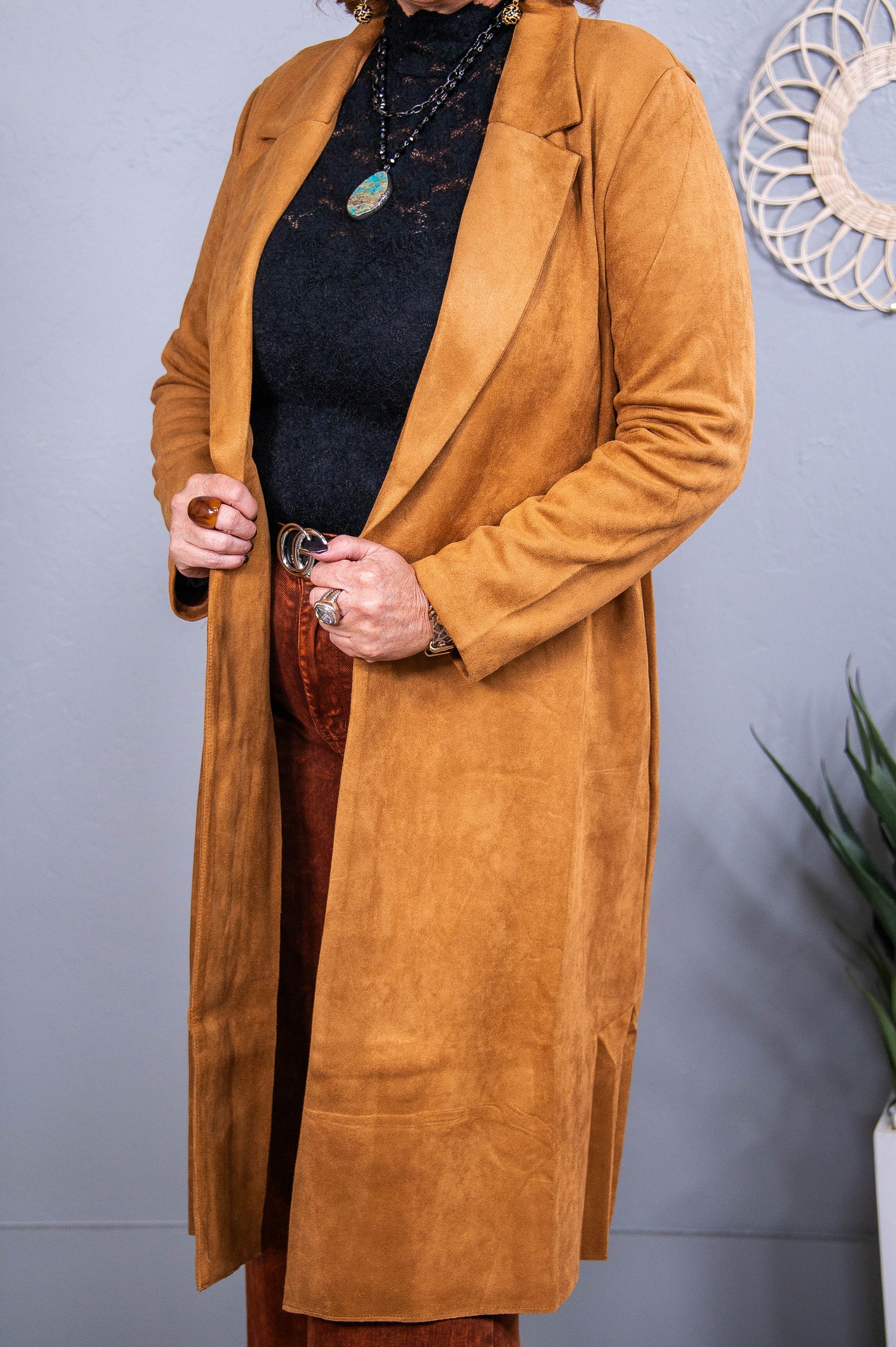 Ready For Chilly Nights Camel Long Suede Trench Coat - O5597CA