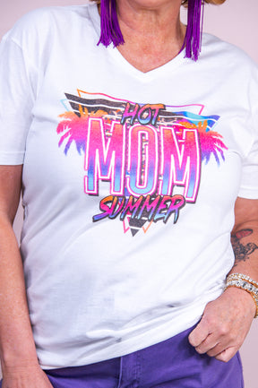 Hot Mom Summer White Graphic Tee - A3405WH