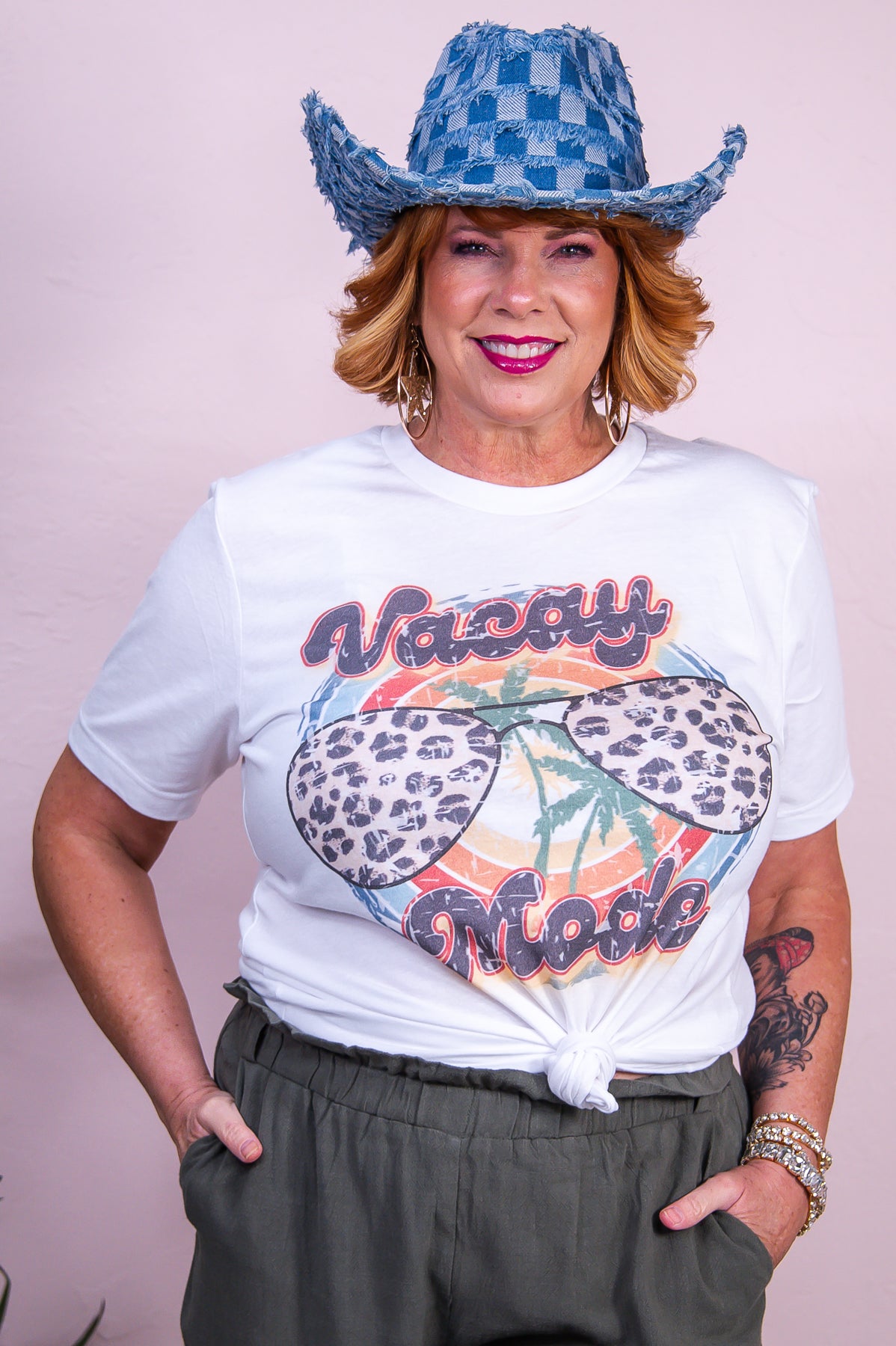 Vacay Mode White Graphic Tee - A3407WH