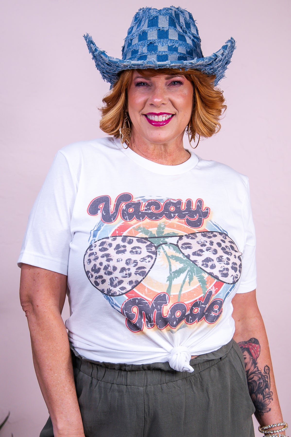 Vacay Mode White Graphic Tee - A3407WH