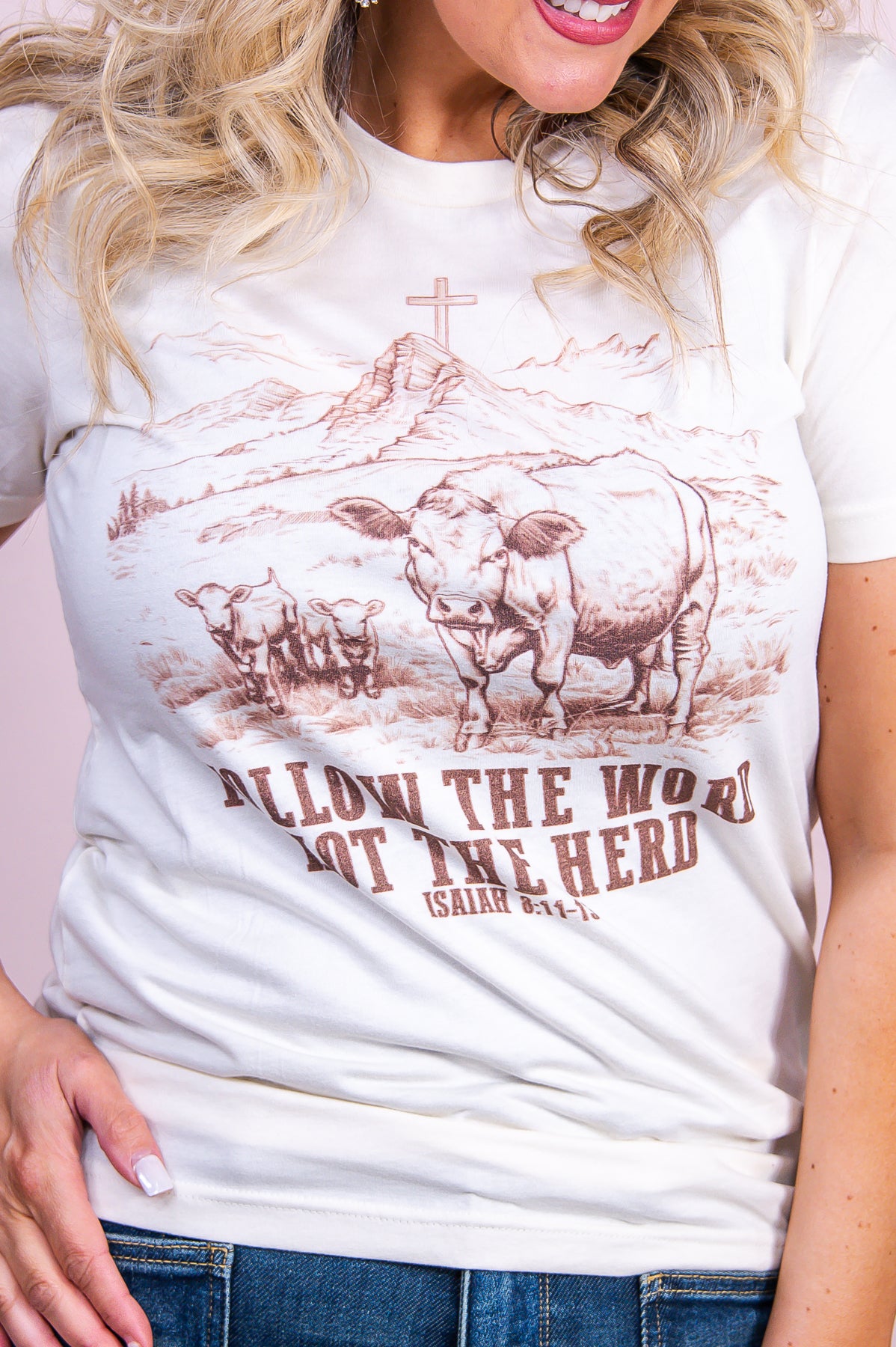 Follow The Word Heather Natural Graphic Tee - A3410HNA