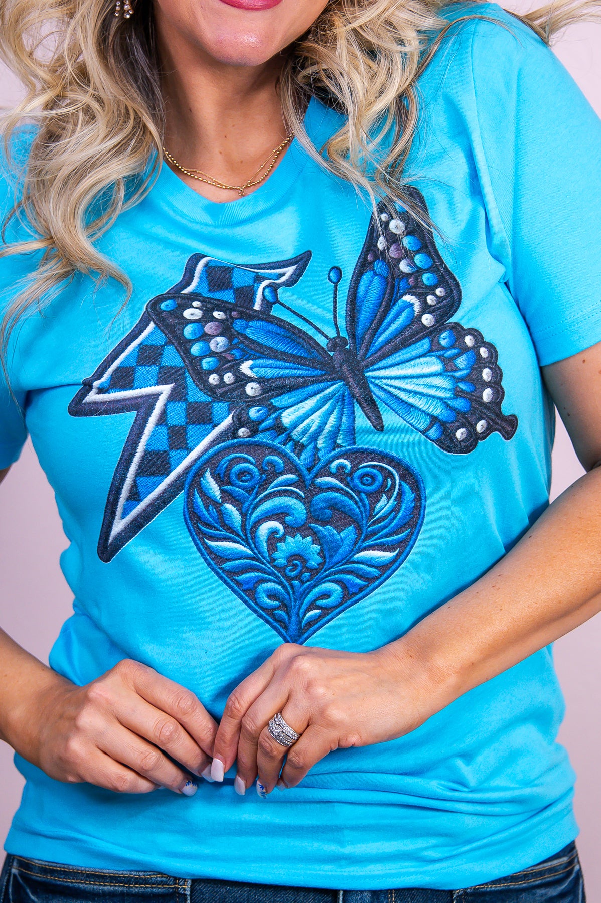 Love Comes Alive Turquoise Graphic Tee - A3411TU