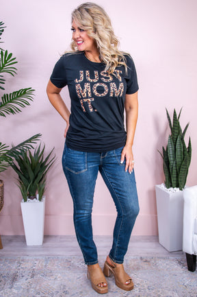 Just Mom It Vintage Black Graphic Tee - A3409VBK