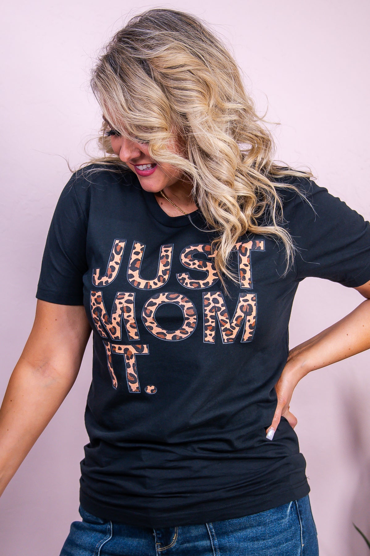 Just Mom It Vintage Black Graphic Tee - A3409VBK