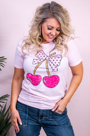 With A Cherry On Top Pink Graphic Tee - A3412PK