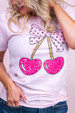 With A Cherry On Top Pink Graphic Tee - A3412PK