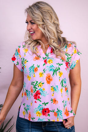 Garden Romance Blush/Multi Color Floral Top - T9849BS