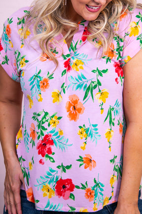 Garden Romance Blush/Multi Color Floral Top - T9849BS