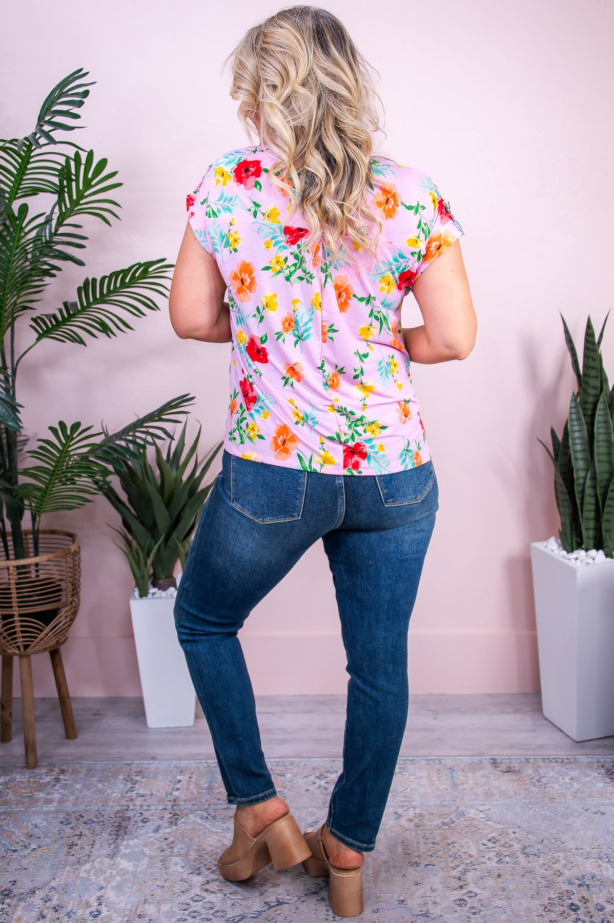 Garden Romance Blush/Multi Color Floral Top - T9849BS