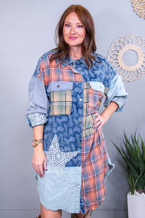 Living A Charming Life Denim/Multi Color/Pattern Dress - D5552DN