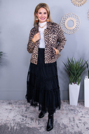 Live Fiercely Mocha Printed Jacket - O5608MO