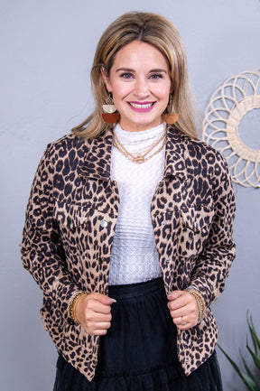 Live Fiercely Mocha Printed Jacket - O5608MO