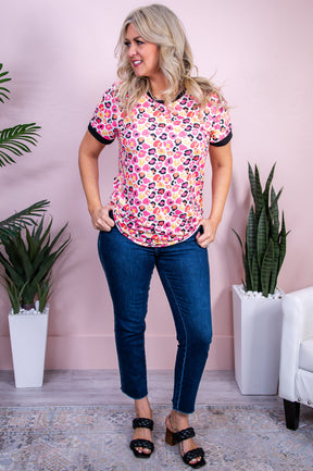 Art Gallery Ready Pink/Multi Color Printed Top - T9892PK