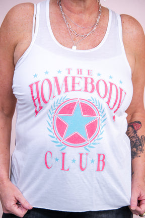 Homebody Club White Graphic Tank Tee - A3211WH