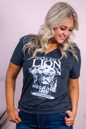 You've Got A Lion Dark Heather Gray Graphic Tee - A3415DGH